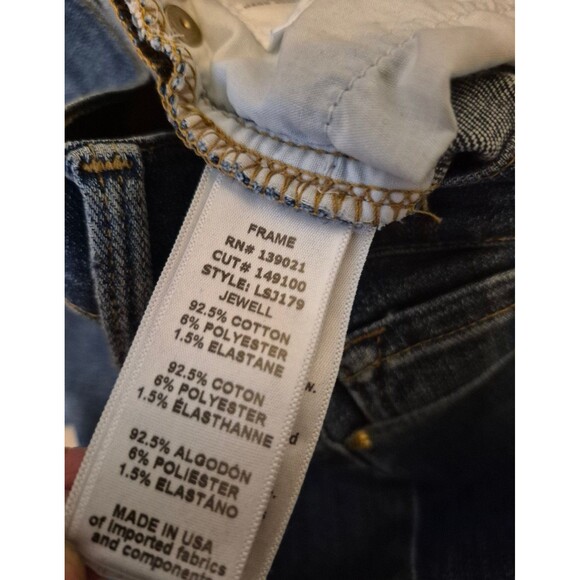 FRAME le Skinny de Jeanne Distressed Dark Wash Jeans Stretch Denim Jeans Sz 26 - Picture 7 of 7